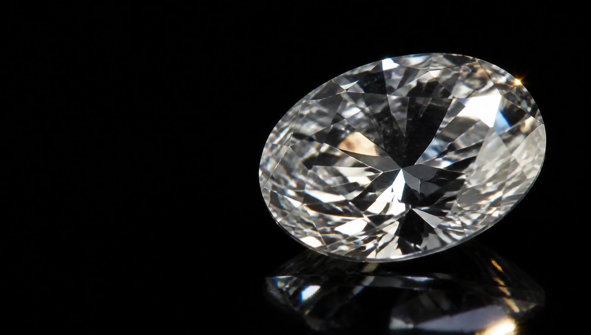 Macro photograph of a loose lab-grown diamond on black